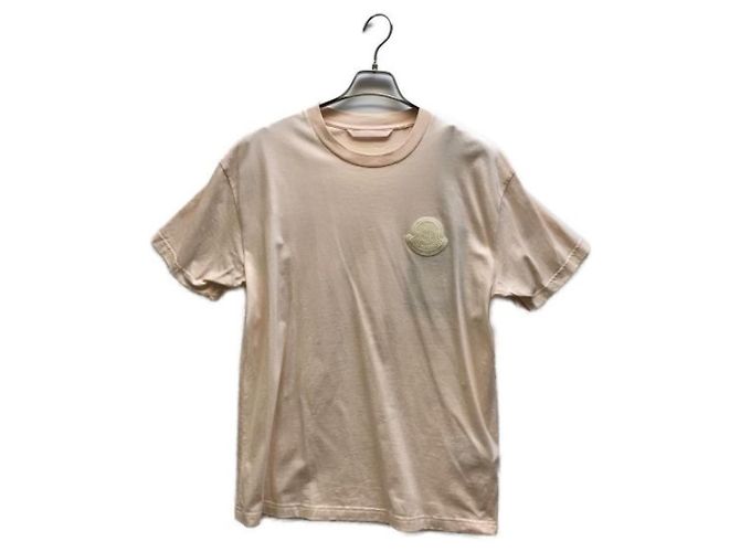 Camiseta Moncler com patch de logo rosa de algodão