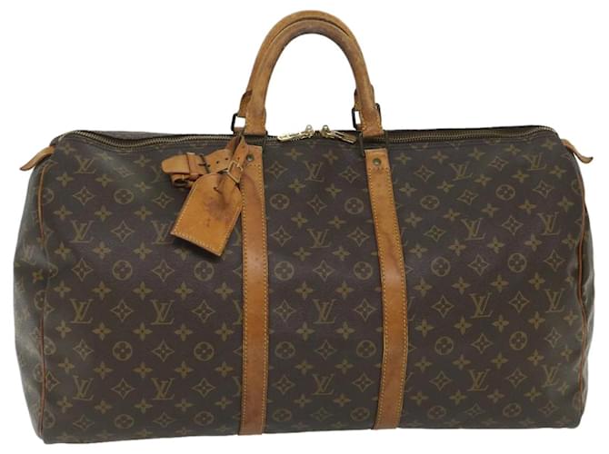 Louis Vuitton Monogram Keepall 55 Boston Bag M41424 LV Auth ar10437 Cloth  ref.1112798