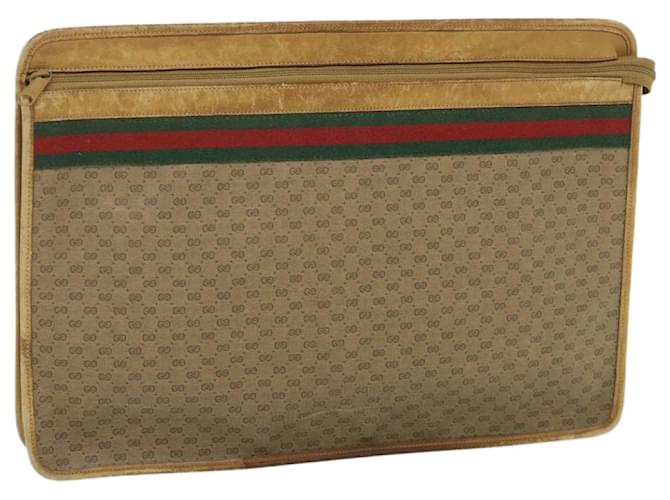 GUCCI Micro GG Canvas Web Sherry Line Clutch Bag PVC Leather Beige Auth th4109 Red Green  ref.1112860