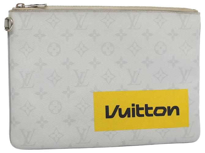 LOUIS VUITTON Monograma Branco Bolsa Com Zíper GM Clutch Bag M68310 Autenticação de LV 56943 Lona  ref.1112878