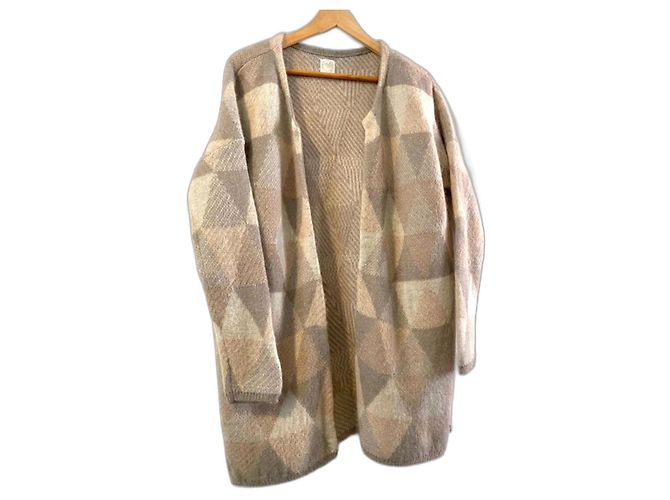 Des Petits Hauts Dina Strickjacke Rosa Grau Gold Lurex Pink