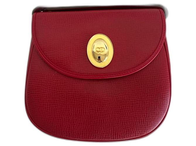 Christian Dior Handbag red Dark red Gold hardware Leather Cotton Polyurethane  ref.1112914