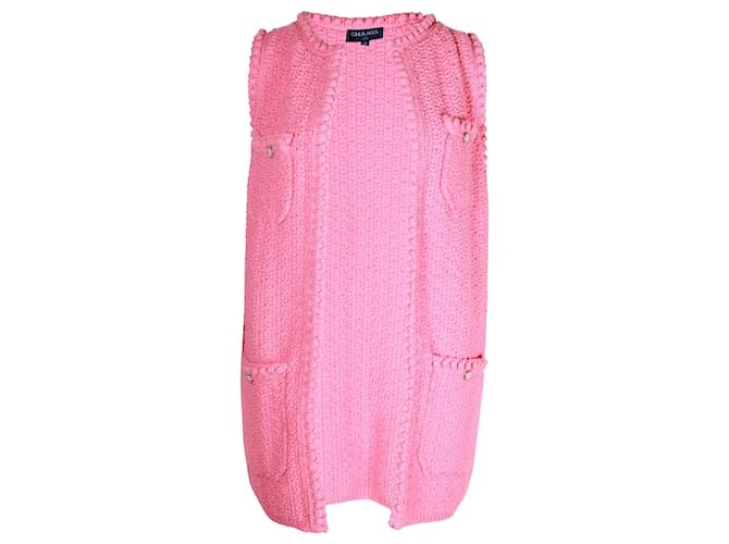 Gilet senza maniche aperto sul davanti Chanel in cotone rosa  ref.1112919