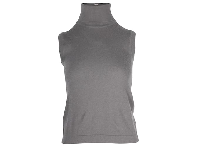 Hermès Hermes Sleeveless Turtleneck Top in Grey Cashmere (top only) Wool  ref.1112920