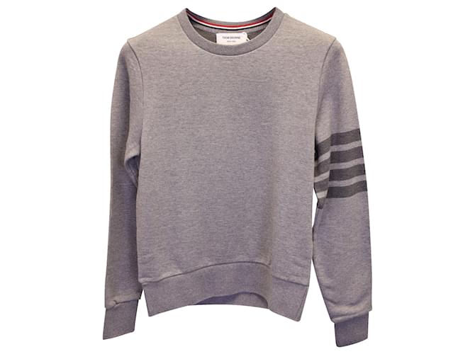 Thom Browne 4-Bar-Sweatshirt mit Rundhalsausschnitt aus grauer Baumwolle  ref.1112922