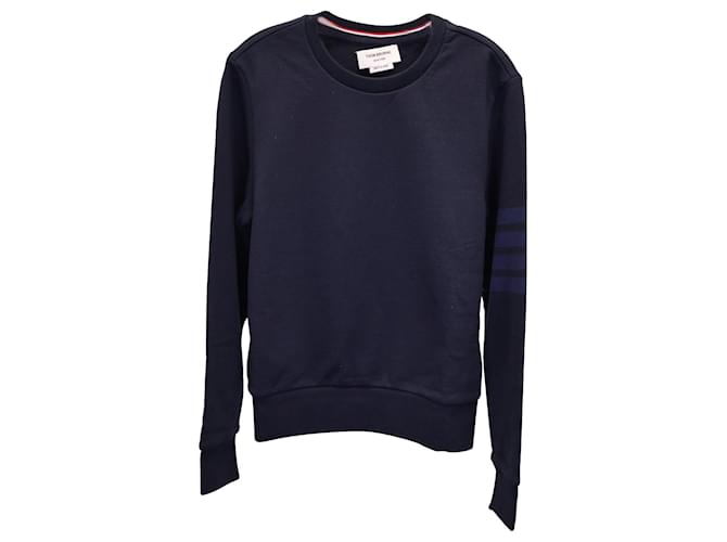 Thom Browne 4-Bar-Sweatshirt mit Rundhalsausschnitt aus marineblauer Baumwolle  ref.1112923