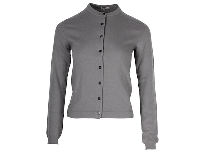 Hermès Cardigan Hermes con bottoni sul davanti in cashmere grigio (Solo cardigan) Cachemire Lana  ref.1112925