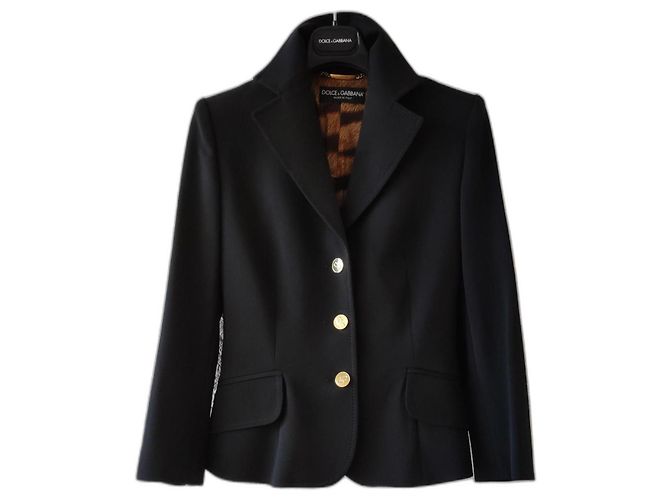 Dolce & Gabbana DOLCE&GABBANA SHORT SINGLE-BREASTED JACKET IN WOOL CANVAS . Black
