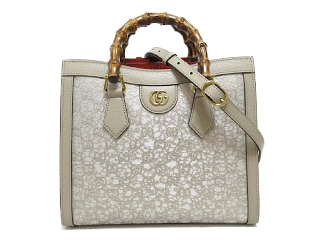Gucci Small Canvas & Leather Diana Tote Bag 702721 Grey Cloth Pony-style calfskin  ref.1113191