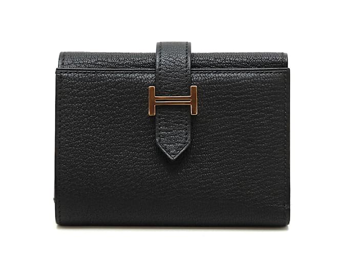 Hermès Bearn Classic Wallet Black Leather  ref.1113204
