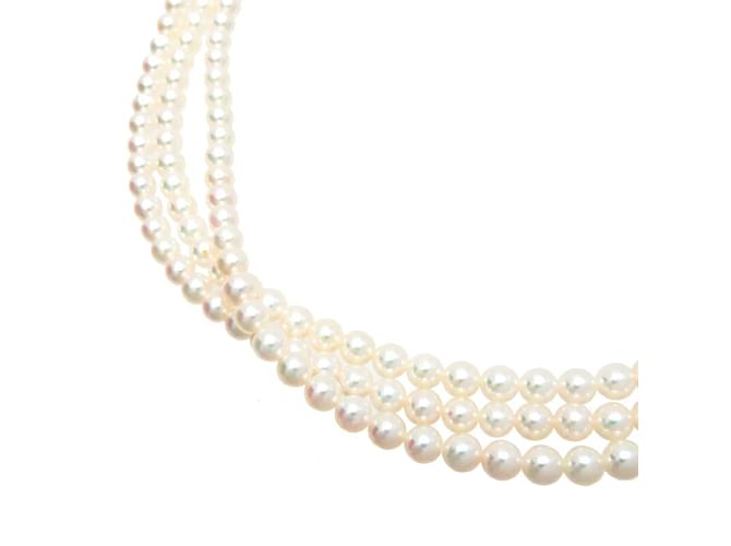 Mikimoto 3-Collier de perles à brins Blanc  ref.1113208