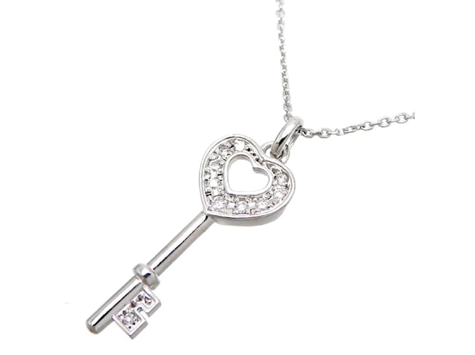 & Other Stories 18k Gold Diamond Key Pendant Necklace Silvery Metal  ref.1113216