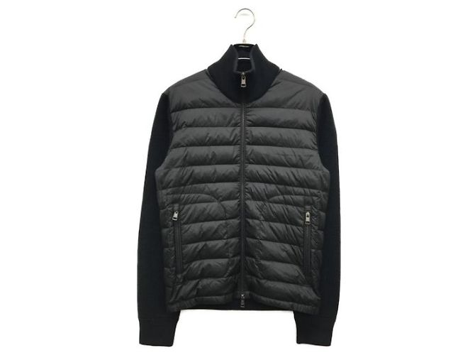 Moncler Down Jacket Navy Blue Wool Nylon