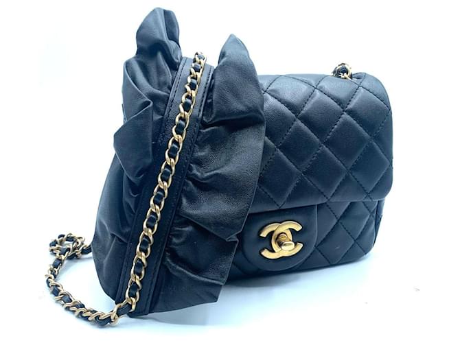 Timeless classic chanel mini Black Leather  ref.1113505