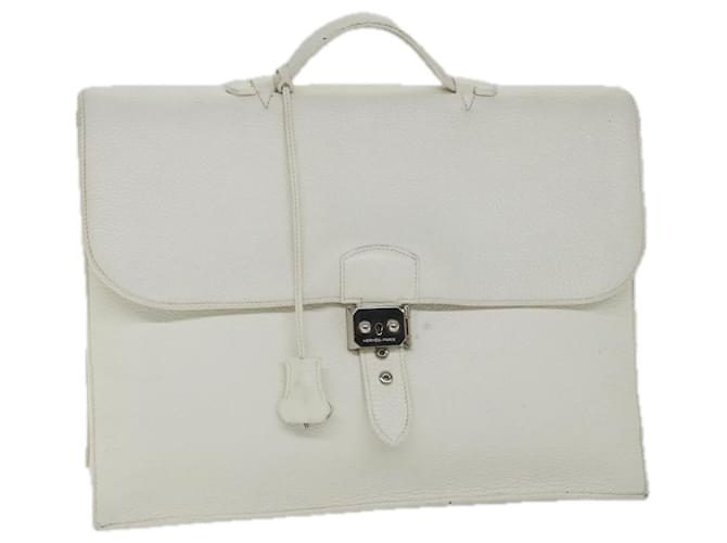 Hermès HERMES Sac Adepesh Business Bag Cuero Blanco Auth bs9397  ref.1113660