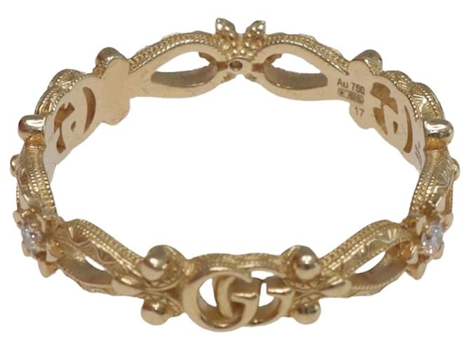 Gucci Flora in oro giallo inciso 3 anello di diamanti D'oro Metallo  ref.1113975