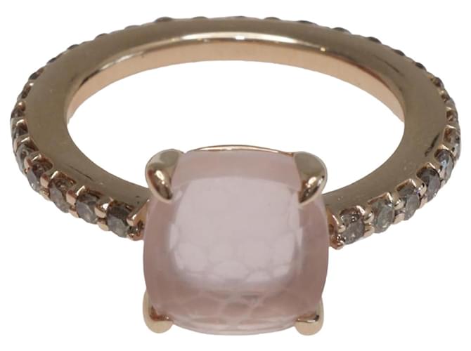 Pomellato Rose Gold  Diamond  and Pink Quartz Nudo Diamond Ring Golden Metal  ref.1113976