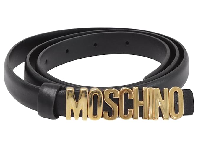 Moschino Cintura nera con logo Nero Pelle  ref.1113981