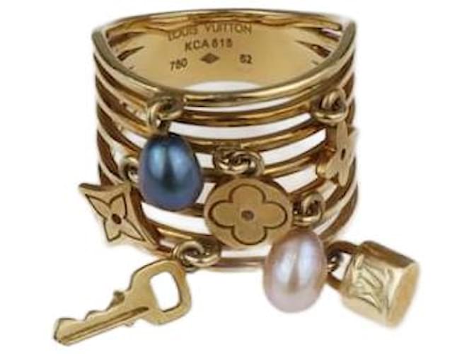 Louis Vuitton Gold Pearl Monogram Charm Ring Golden Metal  ref.1113987