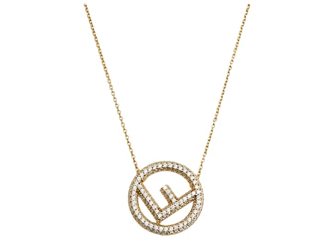 Gold-tone Crystal Logo F is Fendi Necklace Golden  ref.1114011