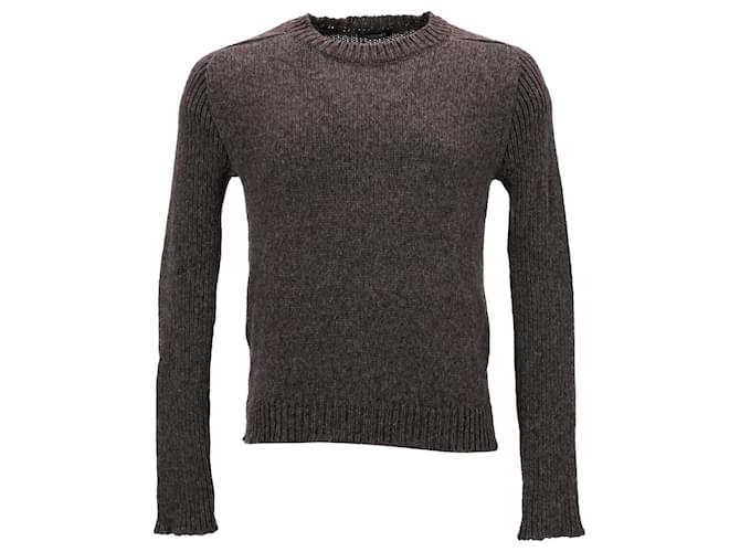 Balmain Knitted Crewneck Sweater in Brown Wool  ref.1114063