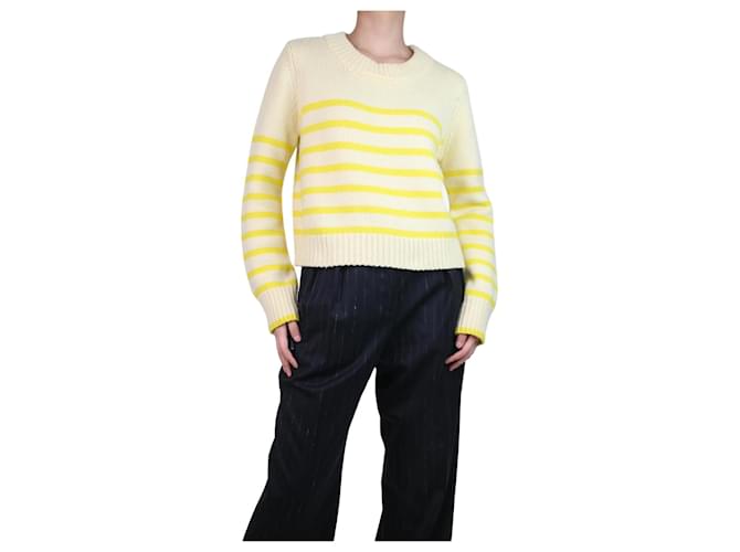 Autre Marque Yellow cashmere-blend striped sweater - size L Wool  ref.1114124