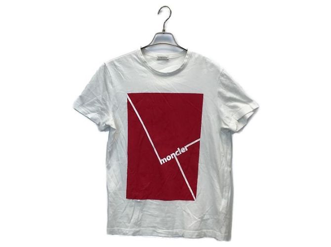 T-shirt Moncler Maglia stampata bianca e rossa cotone Bianco Rosso