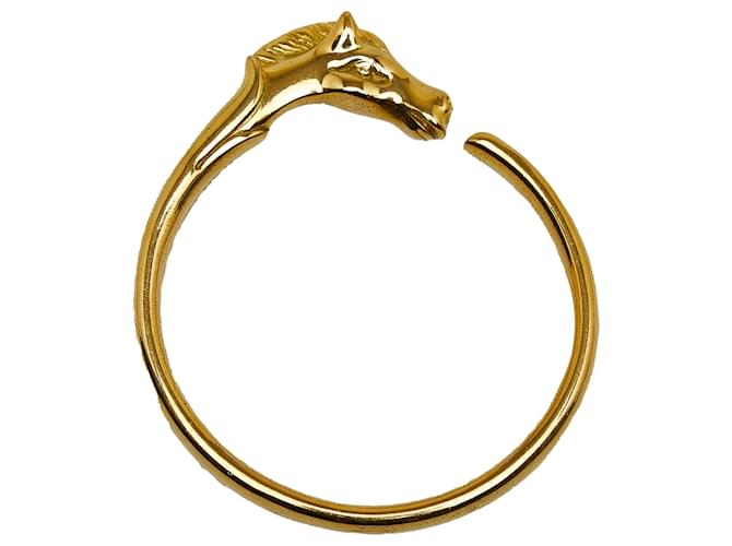 Hermès Hermes Gold Pferdekopf Armreif Golden Metall Vergoldet  ref.1114210