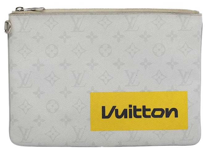 Louis Vuitton Pochette Zippée Branco Lona  ref.1114328