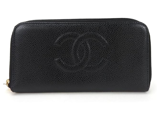 Timeless Chanel Logo CC Black Leather  ref.1114366