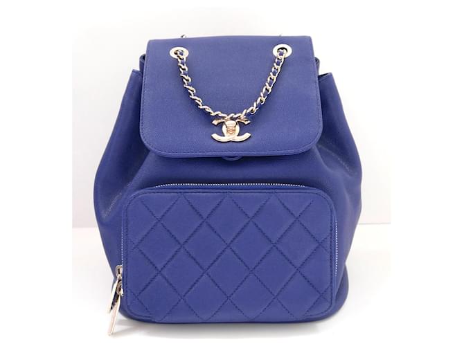 Mochila Chanel Business Affinity Azul Cuero  ref.1114463