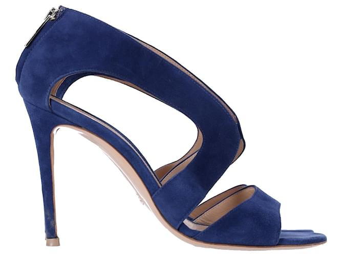 Gianvito Rossi Cut-Out Heeled Sandals in Navy Blue Suede  ref.1114484