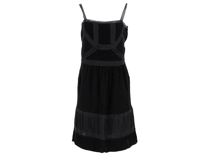 Vestido sem mangas com acabamento em renda Moschino em algodão preto