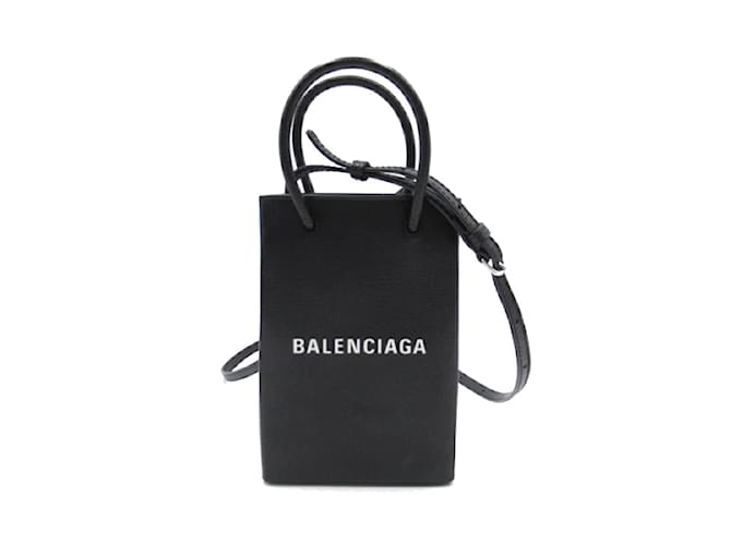 Balenciaga Borsa a tracolla porta cellulare in pelle 593826 Nero Vitello simile a un vitello ref.1114554 Joli Closet