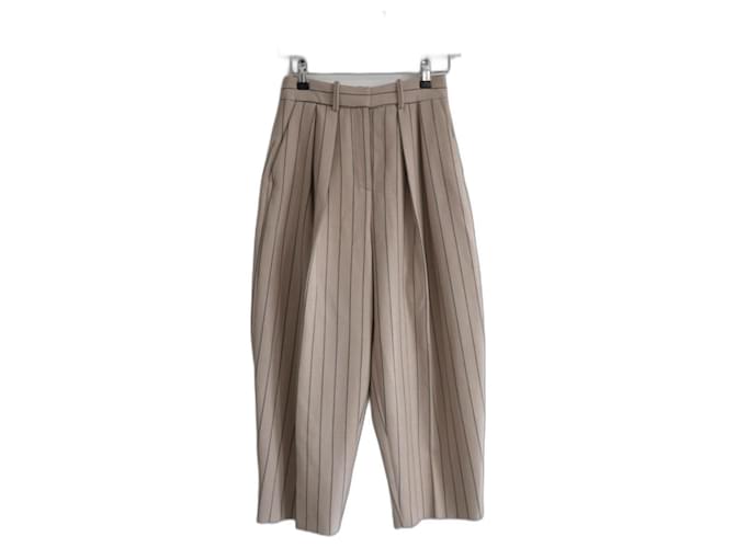 See by Chloé Pantaloni cropped gessati di See By Chloe Beige Poliestere  ref.1114688
