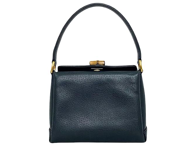 Gucci Bamboo Navy blue Leather  ref.1114784