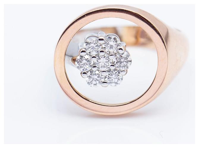 Autre Marque Anello Bicolore in Oro Rosa e Diamanti Bianco D'oro Oro bianco Diamante  ref.1114923