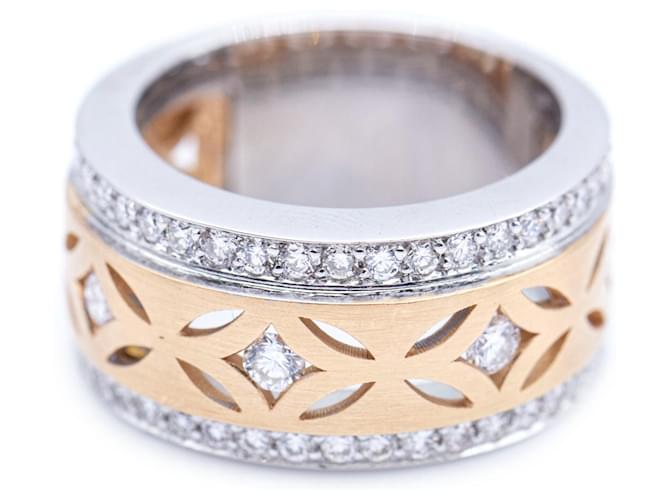 Autre Marque Anello bicolore con diamanti Argento D'oro Oro bianco Oro rosa Diamante  ref.1114962