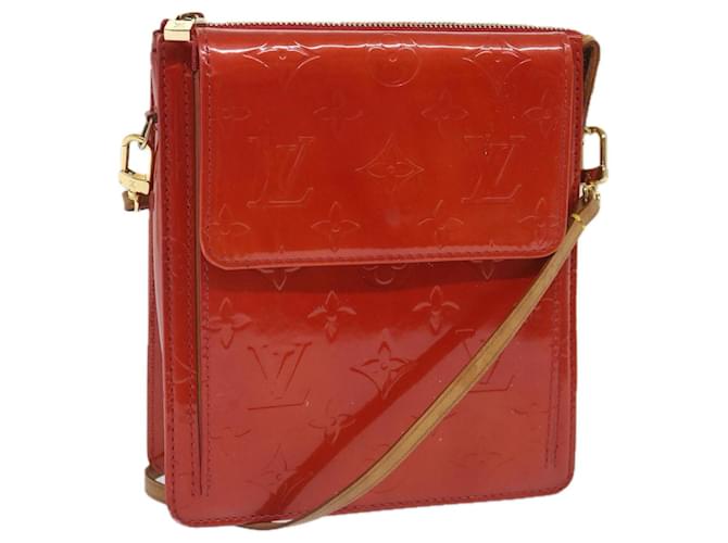 LOUIS VUITTON Monogram Vernis Motto Accessory Pouch Red M91137 LV Auth bs9588 Patent leather  ref.1115097