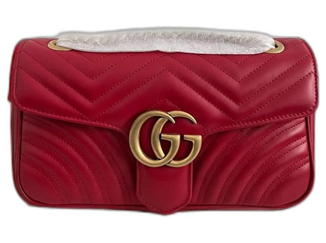 Gucci GG Marmont Tasche Rot Leder  ref.1115353