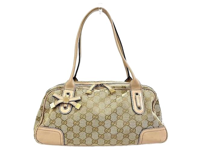 Gucci GG Canvas Princy Handbag 161720 Brown Cloth  ref.1115502