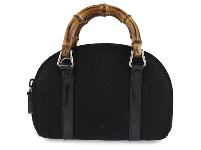 Gucci Mini-Handtasche aus Bambus Schwarz Leinwand  ref.1115512