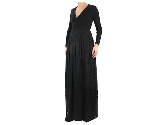 Diane Von Furstenberg Black tonal patterned wrap dress - size UK 10 Silk  ref.1115587