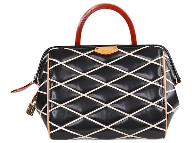 Louis Vuitton Sac à poignée supérieure en cuir Doc Malletage noir  ref.1115595