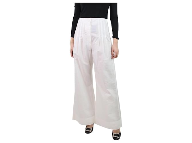 Brunello Cucinelli White pleated wide-leg trousers - size UK 10 Cotton  ref.1115601