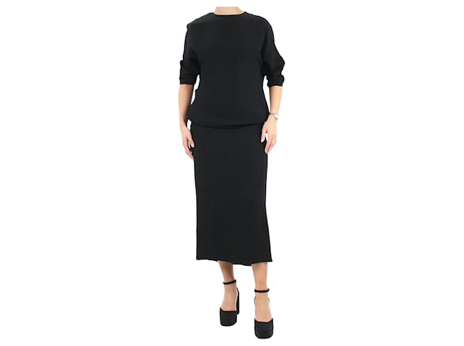 Valentino Black silk short-sleeved midi dress - size UK 10  ref.1115612