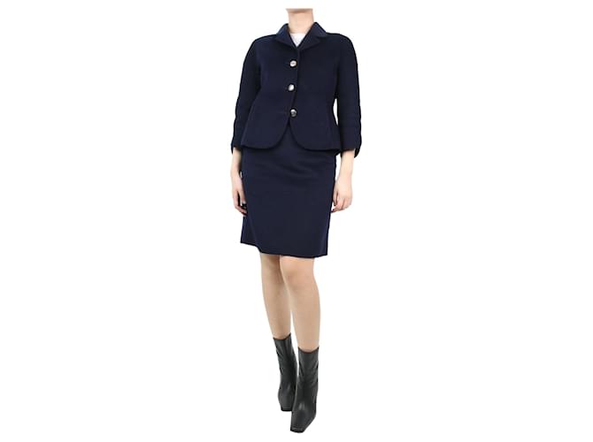 Autre Marque Conjunto de chaqueta y falda cropped azul marino - talla UK 10 Lana  ref.1115615