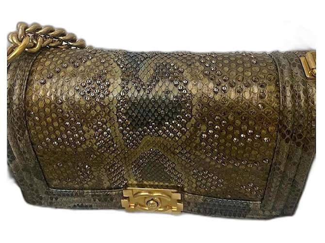Chanel Python-Jungentasche Bronze Exotisches Leder  ref.1115629