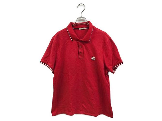 Polo Moncler con toppa rossa in cotone Rosso