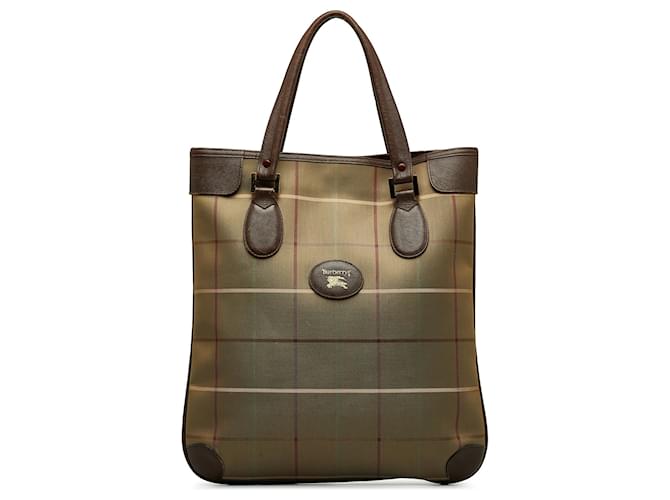 Burberry Brown Vintage Check Tote Leather Cloth Pony-style calfskin Cloth  ref.1115638